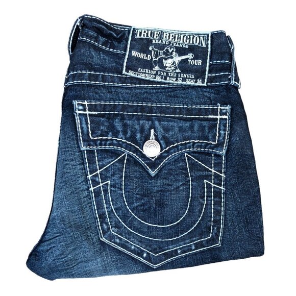 Vintage True Religion Jeans Size 32 RICKY BIG T Blue - Picture 1 of 5